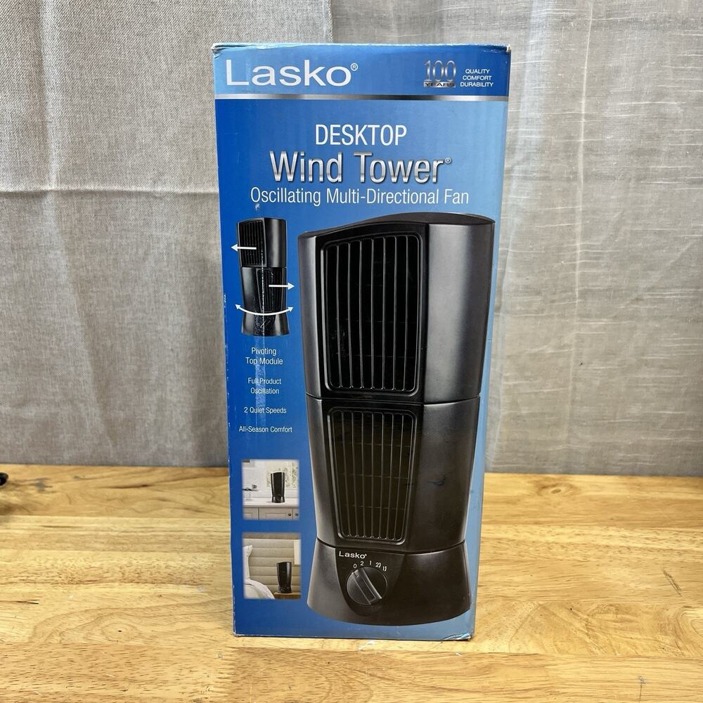 Lasko Desktop Wind Tower Oscillating Multi-Directional 2-Speed Table Fan T14305